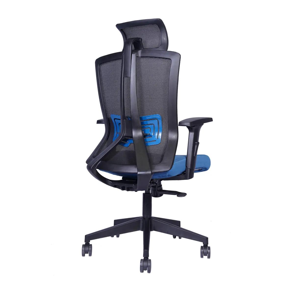 DecArt Eiffel High-Back Mesh Chair (EIFFEL-HB) in Black with Blue — office chair manufacturer, Faridabad