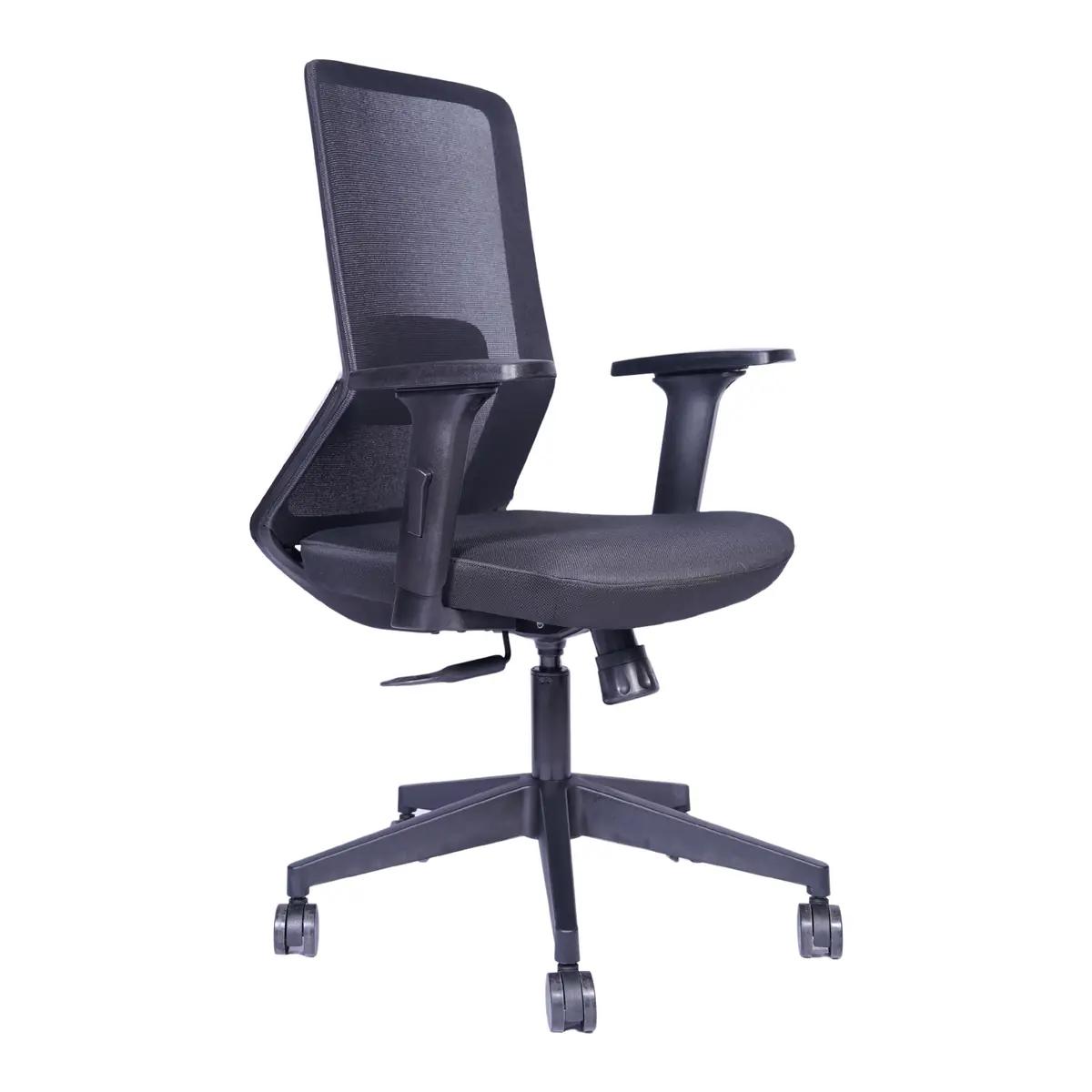 DecArt Feather Mid-Back Task Chair (FEATHER-MB) in Black with Black — office chair manufacturer, Faridabad