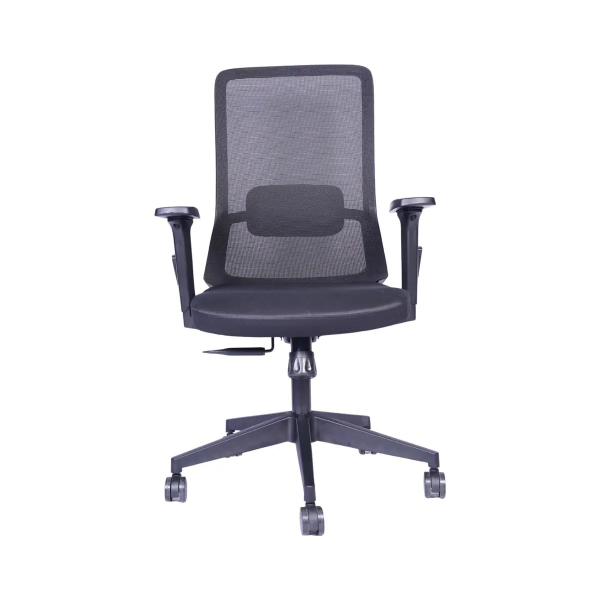 DecArt Feather Mid-Back Task Chair (FEATHER-MB) in Black with Black — office chair manufacturer, Faridabad
